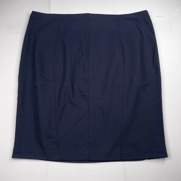 ELOQUII Luxe Doubleweave Pencil Skirt Navy Blue - Picture 2 of 8